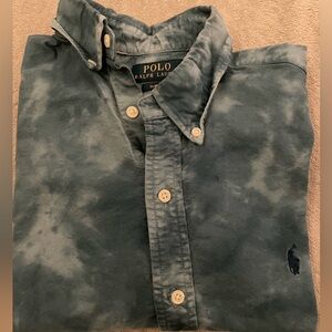 Polo Ralph Lauren Slim Fit Short Sleeve Button-Down Shirt – Medium Blue/White